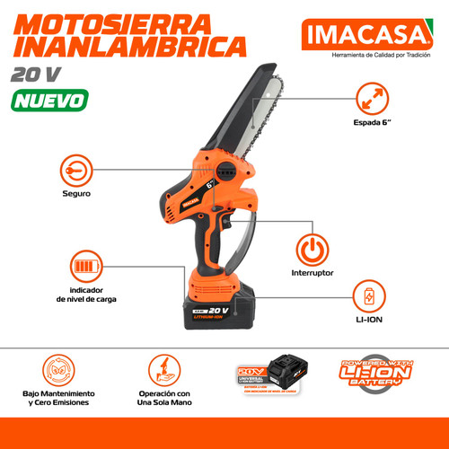 MOTOSIERRA INALÁMBRICA 6”, PROFESIONAL