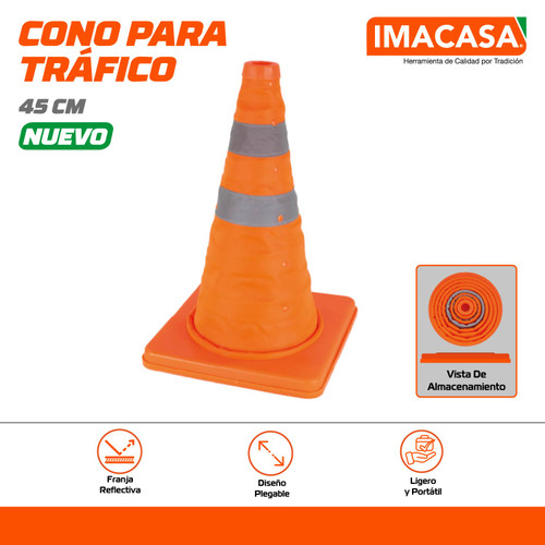 CONO PARA TRÁFICO, FRANJA REFLECTANTE, EXPANSIVO