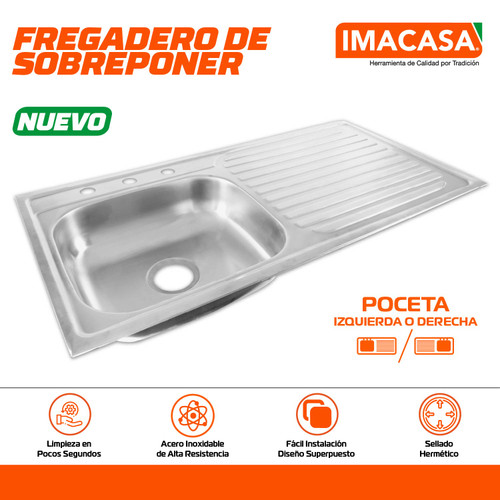 FREGADERO DE SOBREPONER, 1 POCETA