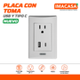 PLACA CON TOMA, PUERTO USB Y TIPO C
