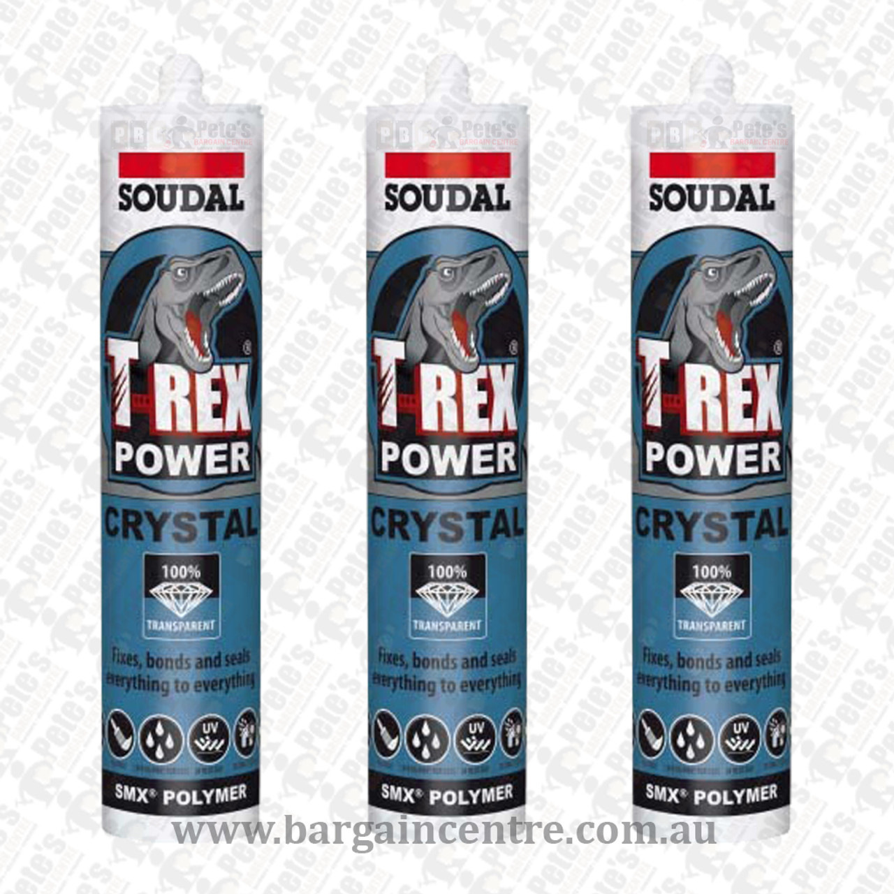 3 x T-Rex Power Crystal Clear SMX Polymer