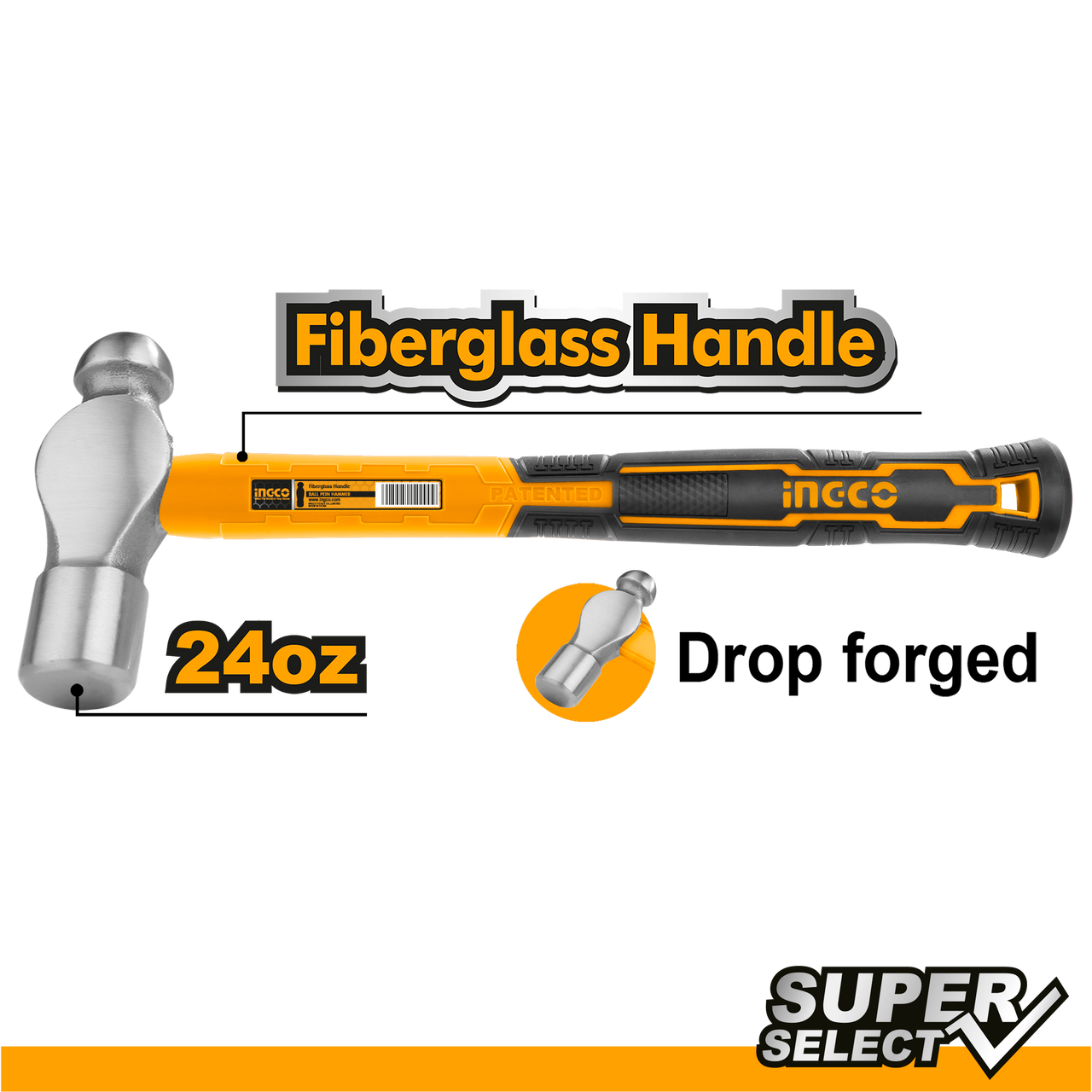 Ingco- 450g Ball pein hammer