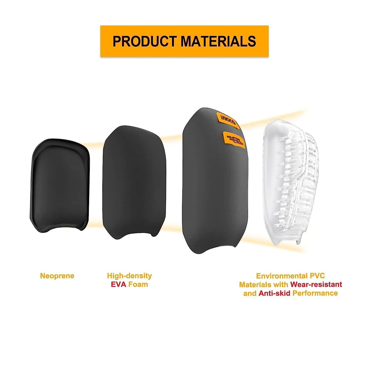 Ingco- Knee Pads 215x180MM Construction Professional Work Safety 1 Pair
