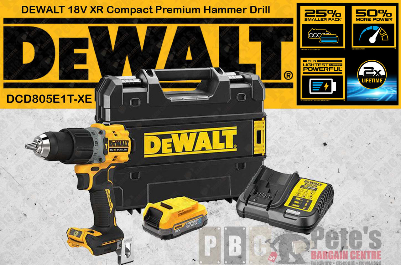 DeWALT 18V XR Powerstack Compact Premium Hammer Drill Driver Kit