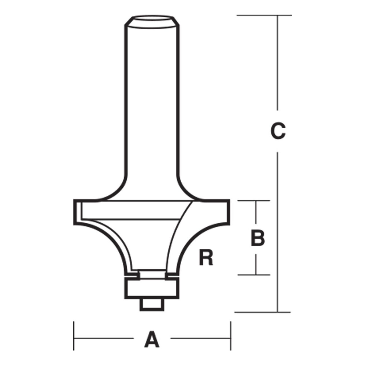 CarbiTool EY-516-B-ROUNDING OVER BIT 12.7MMRAD TCT, 1/4 SHK W/BEAR