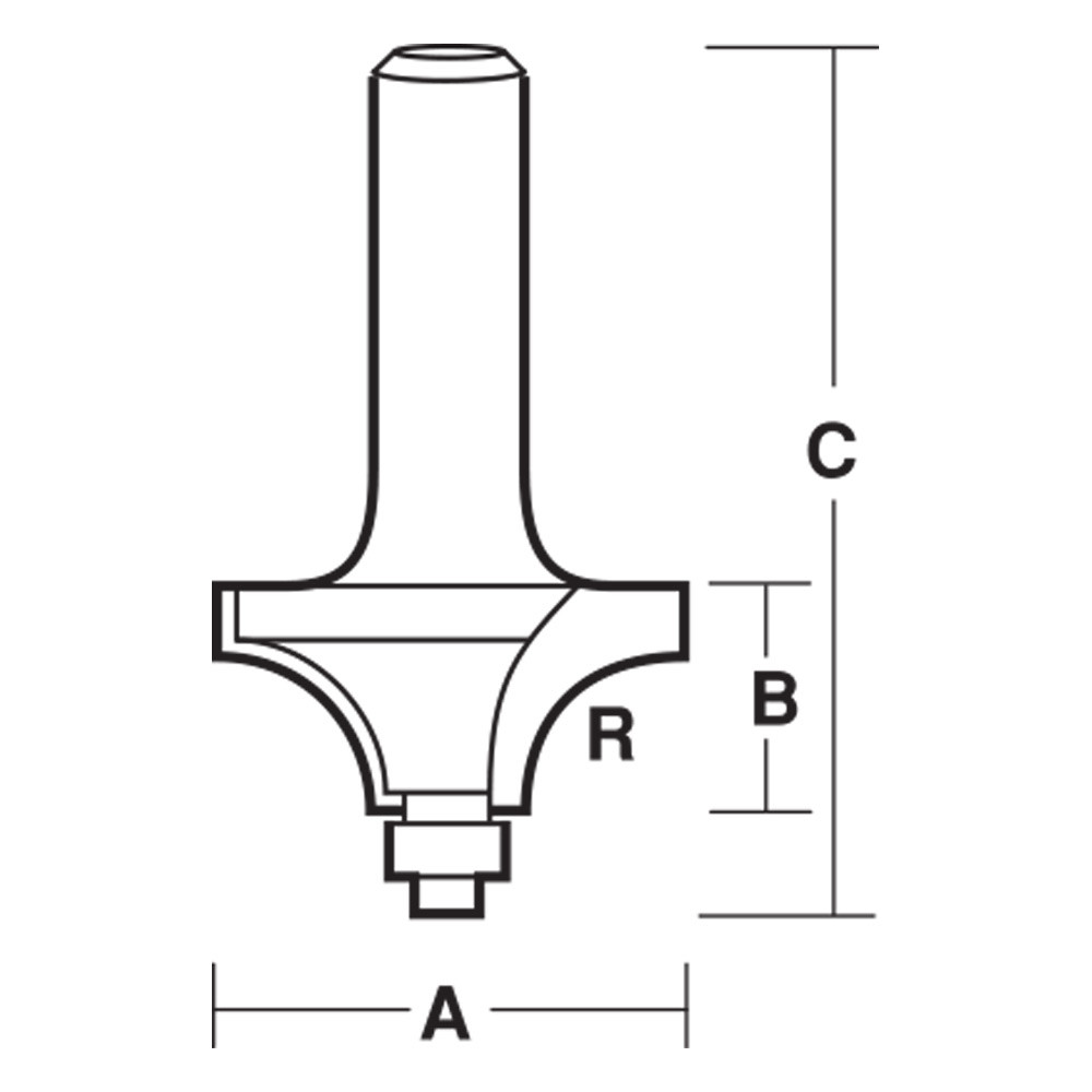 CarbiTool EY-612-B-BEADING BIT 9.5MM RAD TCT, 1/4 SHK W/BEAR