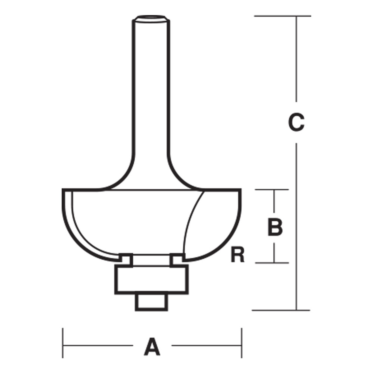 CarbiTool EY-716-B-1/2-COVE BIT 12.7MM RAD TCT, 1/2 SHK W/BEAR