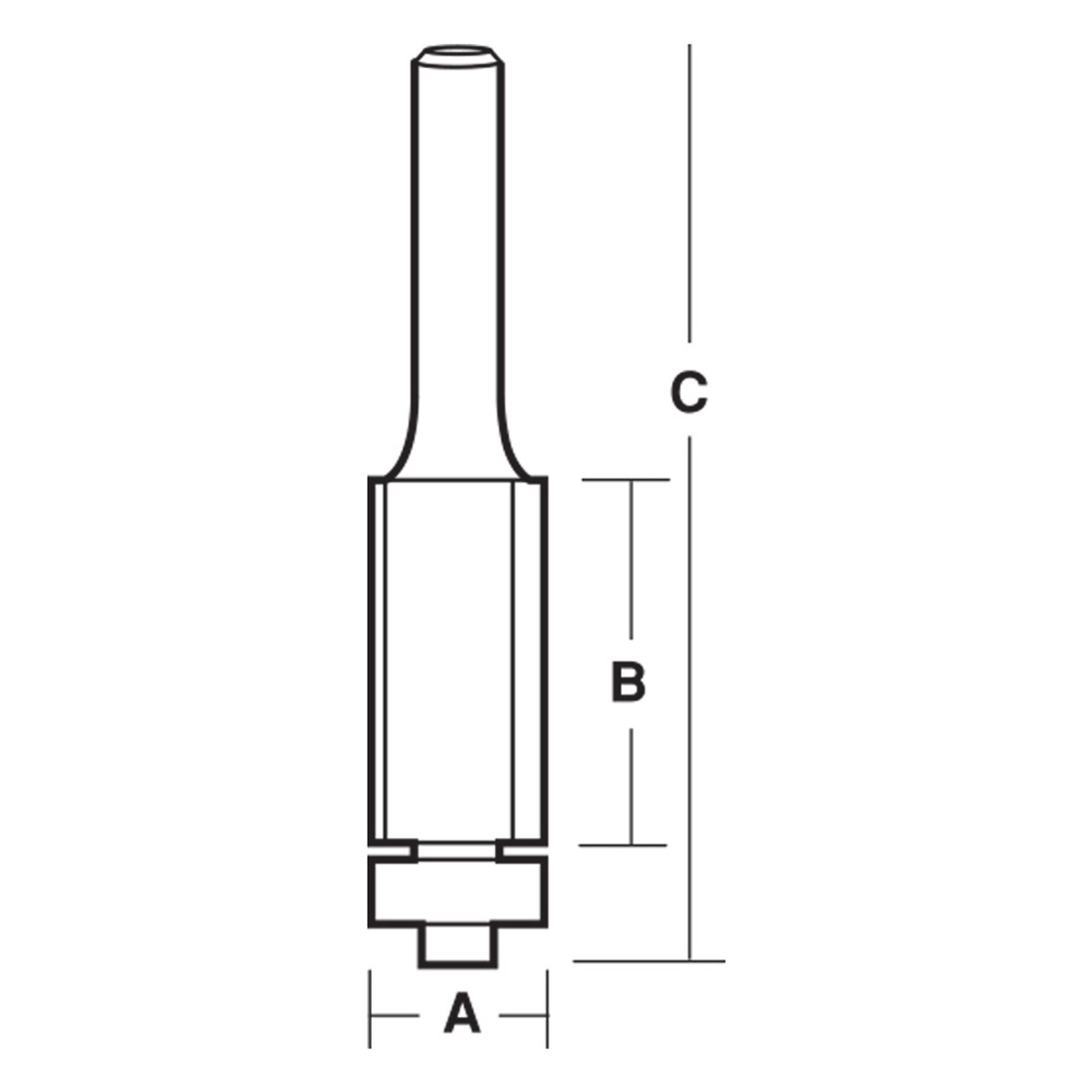 CarbiTool EY-8020-B-1/2-TRIM BIT FLUSH 15.8MM TCT, 1/2 SHK W/BEAR