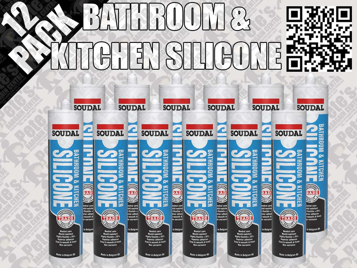 12 x Soudal Bathroom & Kitchen Silicone 300ml