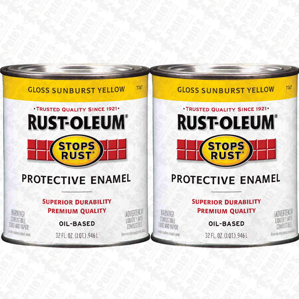 2 pack Rustoleum *Stops Rust* - Gloss Sunburst Yellow 946ml - FREE SHIPPING