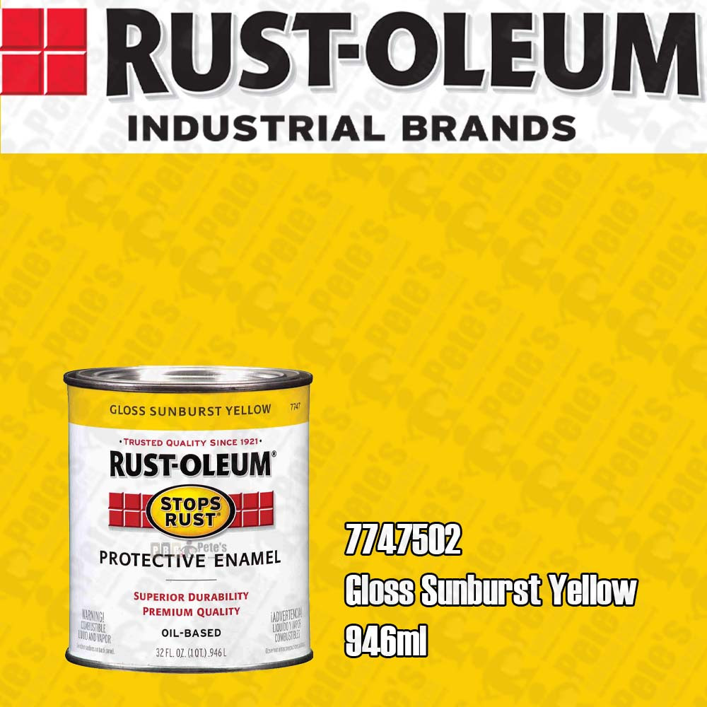 2 pack Rustoleum *Stops Rust* - Gloss Sunburst Yellow 946ml - FREE SHIPPING
