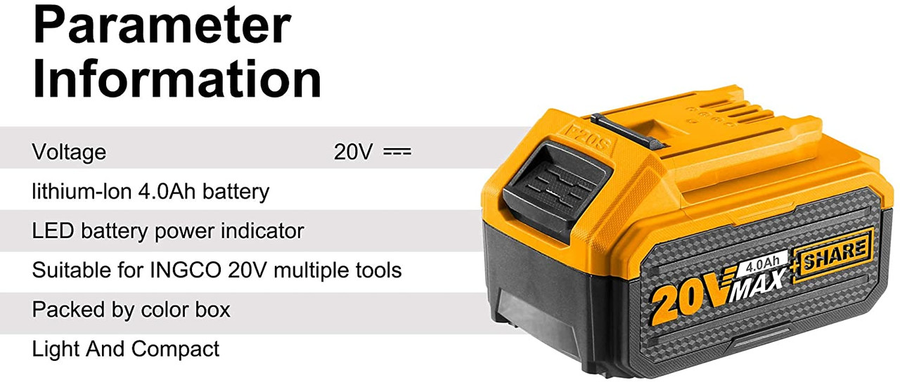 Ingco Li-Ion 4.0Ah Battery Pack 20V