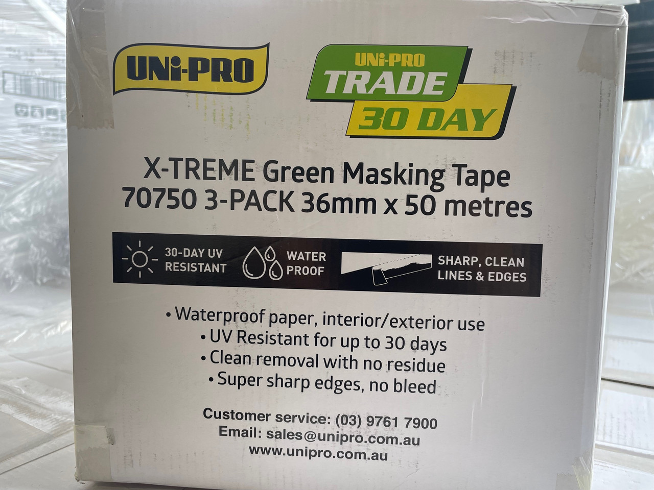 Uni-Pro Trade 30 Day X-TREME Green Masking Tape 36mm x 50m - box of 24 Rolls