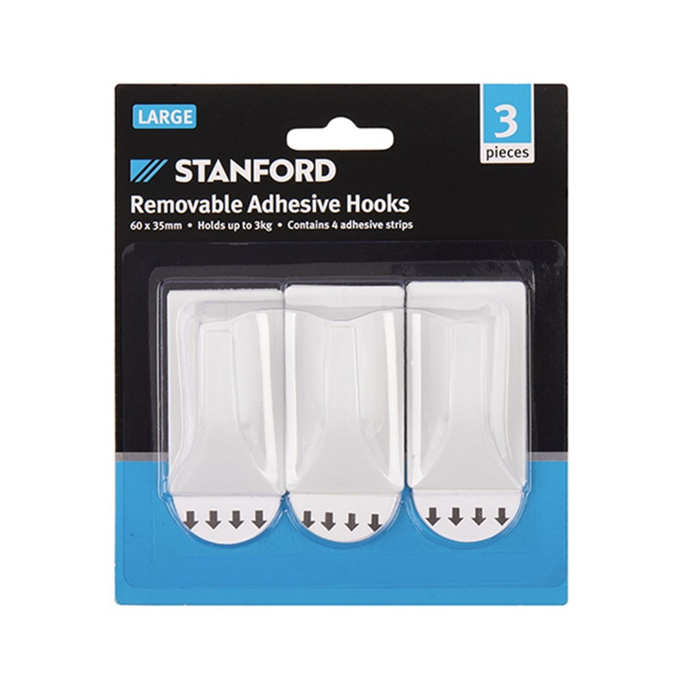 Hooks Removable Adhesive 3Pk Large 60x35mm