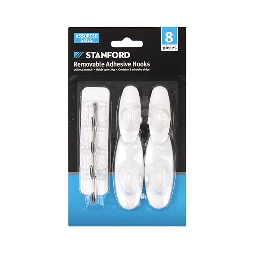 Hooks Removable Adhesive 8Pc Asstd Utility & Utensil