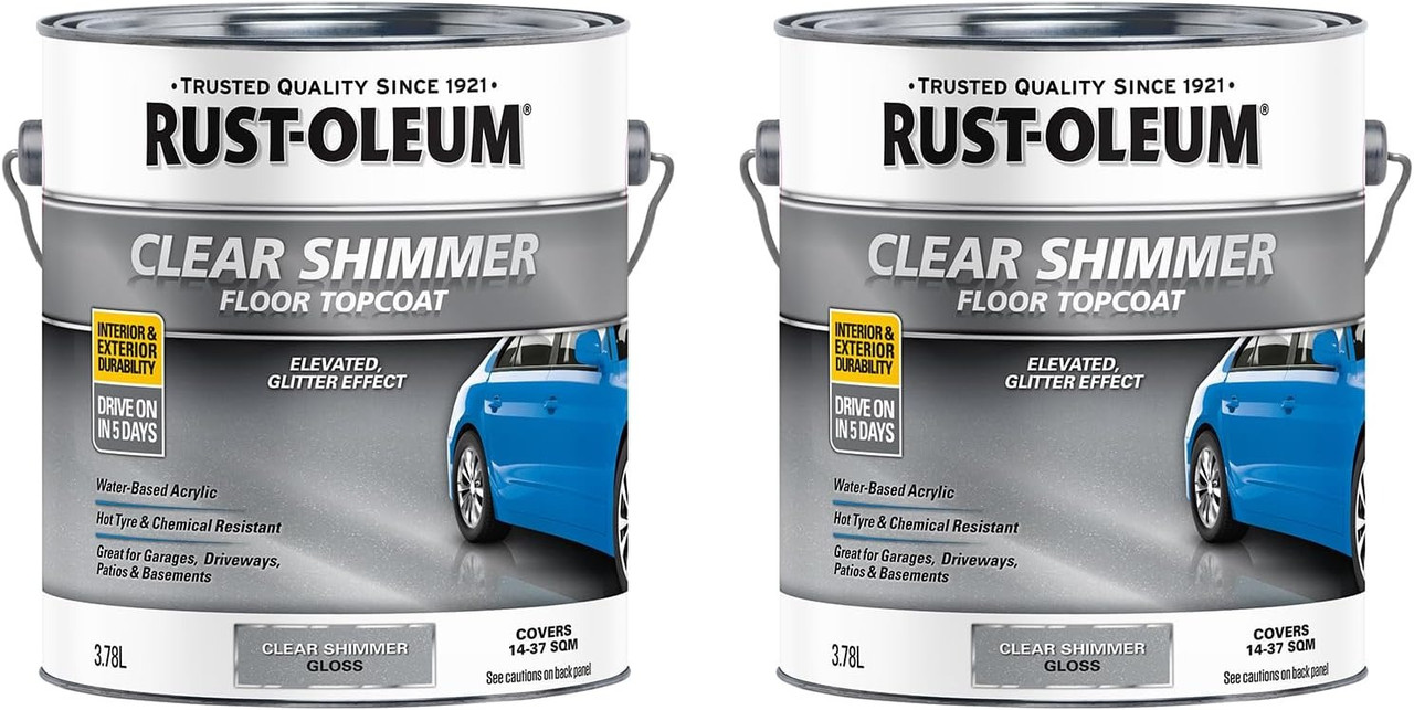 Concrete & Garage Floor Topcoat, Clear Shimmer 3.78L (Pack of 2) FREE SHIPPING