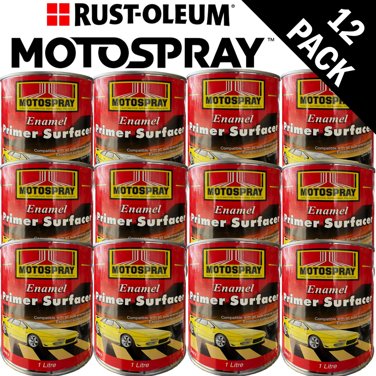 12 x CANS ENAMEL PRIMER SURFACER 1 LITRE (12 LITRES TOTAL) FREE SHIPPING