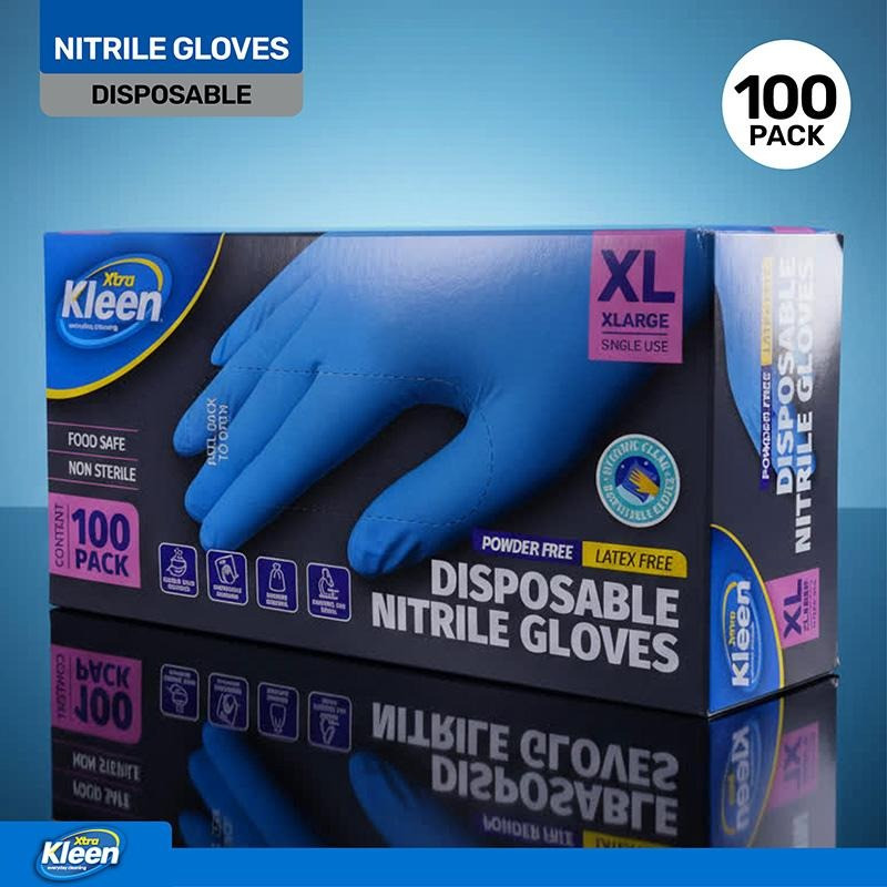 Xtra Kleen - Disposable Gloves Vinyl Blue 100pk