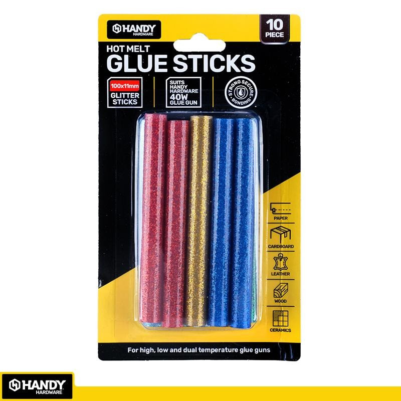 Handy Hardware - Hot Melt Glitter Glue Sticks 100mm x 11mm 10pc