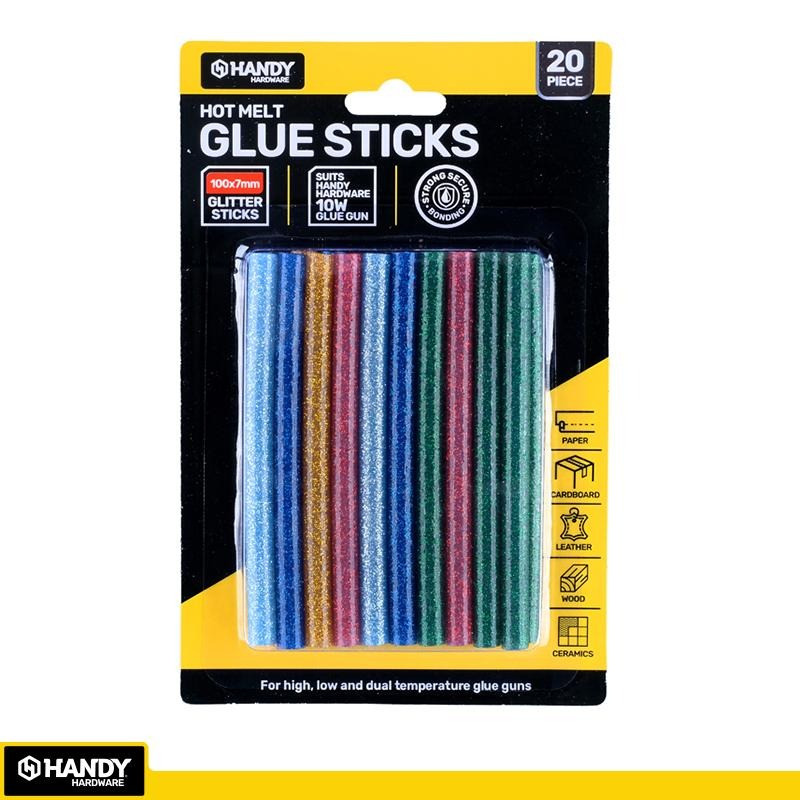Handy Hardware - Hot Melt Glitter Glue Sticks 100mm x 7mm 20pc