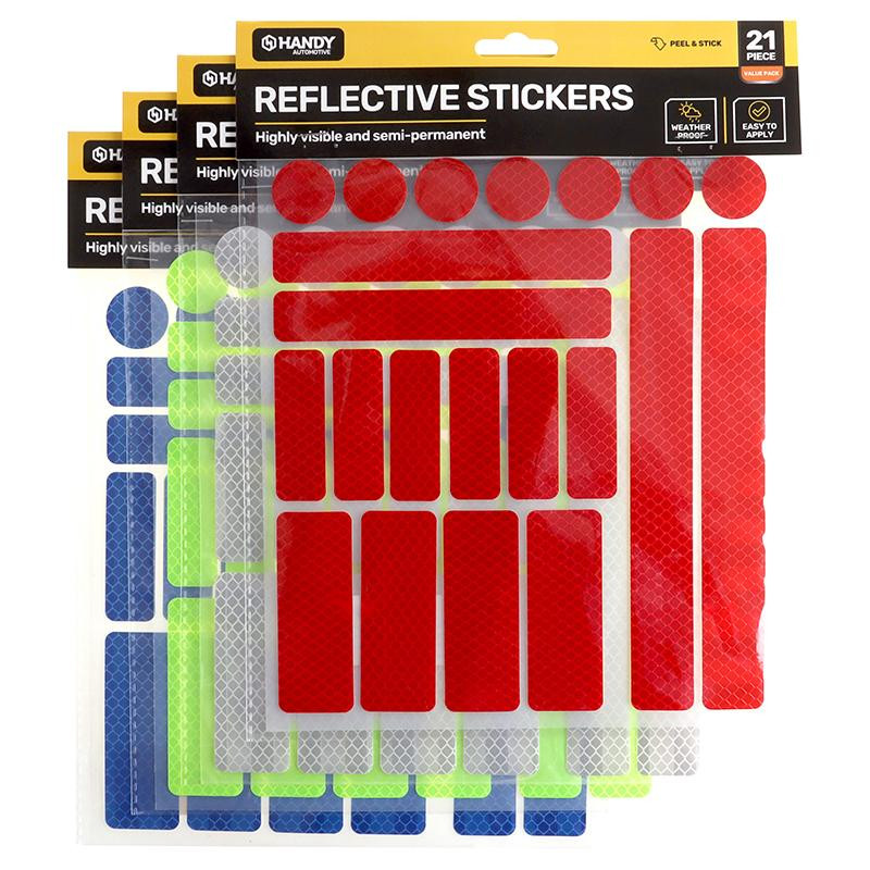 Adhesive Reflective Stickers Assorted Sizes Per Pack 21pc Assorted Colours