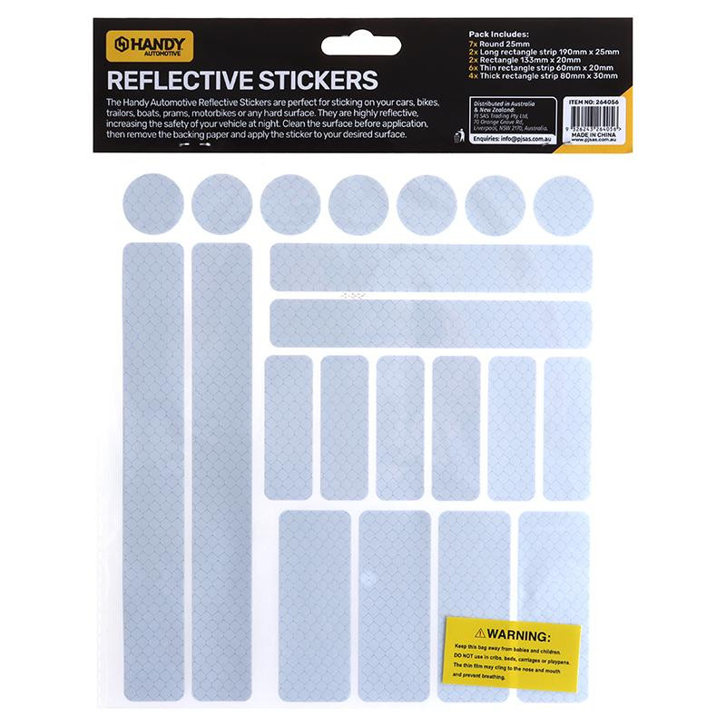 Adhesive Reflective Stickers Assorted Sizes Per Pack 21pc Assorted Colours
