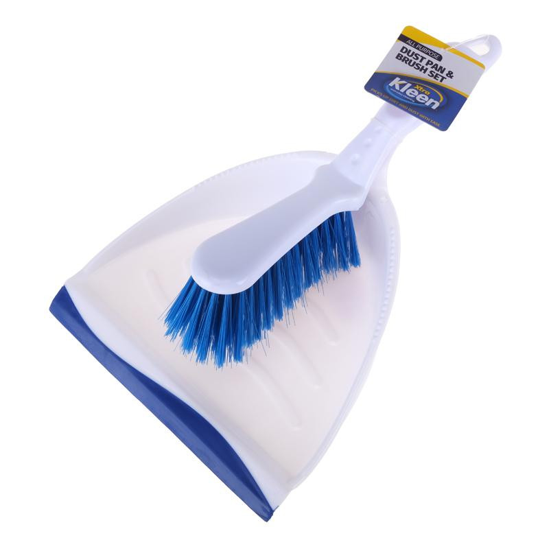 Dustpan With Rubber Lip & Brush Set - 2pc