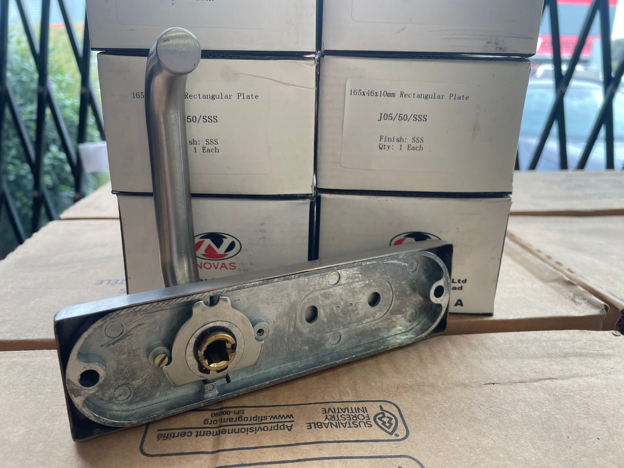 2 x Novas Door Lever Plate Satin Stainless Steel Concealed Plate