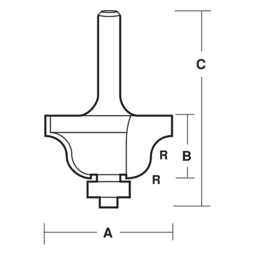 CarbiTool EY-5705-B-1/2-ROMAN OGEE BIT 4.0MMRAD TCT, 1/2 SHK W/BEAR