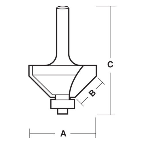 CarbiTool EY-916-B-CHAMFER BIT 32MM X 45 CHMFR TCT, 1/4 SHK W/BEAR