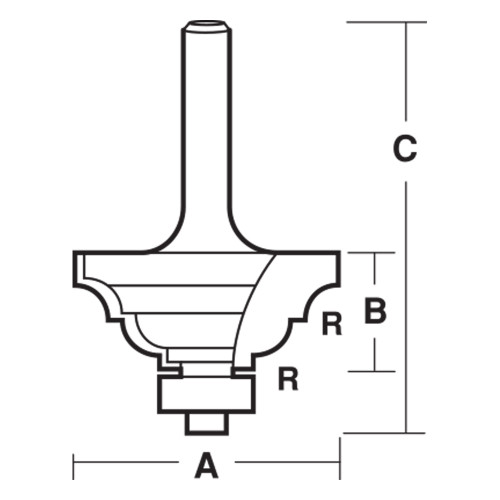CarbiTool EYC-12-B-CLASSICAL BIT  4.8 RAD TCT, 1/4 SHK W/BEAR