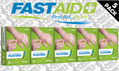 FastAid P12 5 x Adhesive Plasters, Plastic packs, 72 x 19mm, 100pk