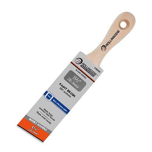 Rollingdog - Paint Brush Angular SRT Synthetic Filament SS Ferrule Maple Wood Short Handle 1-1/2" (38.1mm)