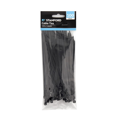 Cable Ties Black 100Pk 150x3.6mm