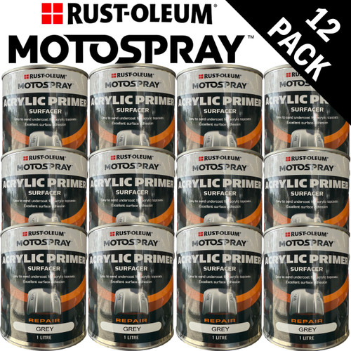 12 x CANS ACRYLIC PRIMER SURFACER  GREY 1 Litre FREE SHIPPING