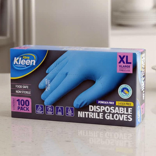 Xtra Kleen - Disposable Gloves Vinyl Blue 100pk