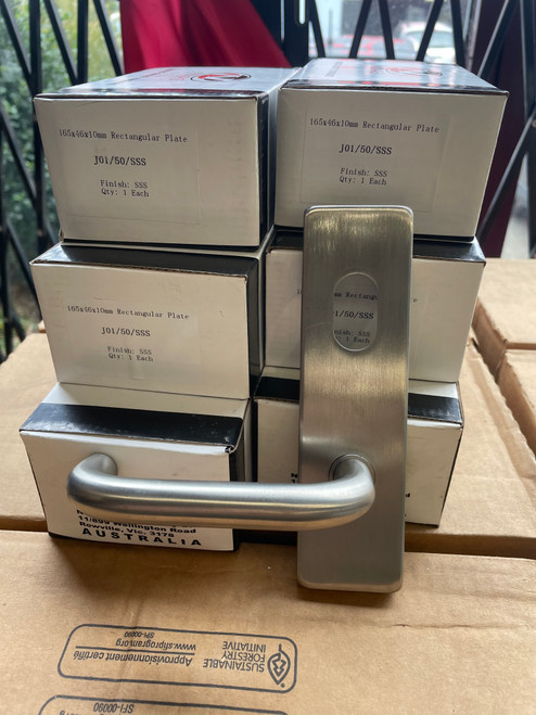 2 x Novas Door Lever Plate Satin Stainless Steel Concealed Cylinder