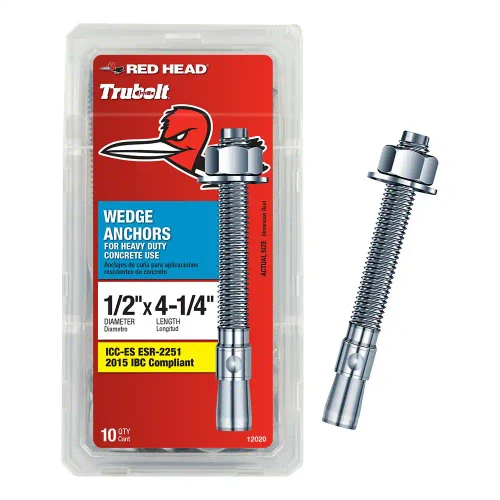 1/2 in. x 4-1/4 in. Zinc-Plated Steel Hex Nut-Head Concrete Wedge Anchors (10-Pack)