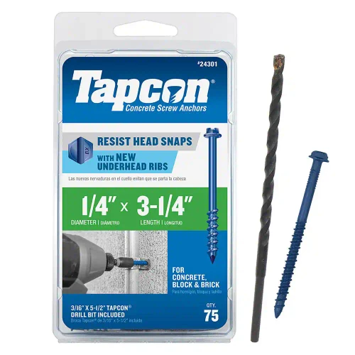 1/4 in. x 3-1/4 in. Hex-Washer-Head Concrete Anchors (75-Piece)