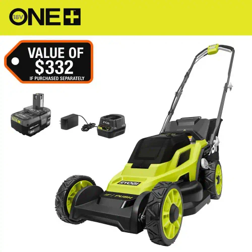 ONE+ 18V 13 in. Cordless Battery Walk Behind Push Lawn Mower with 4.0 Ah Battery and Charger