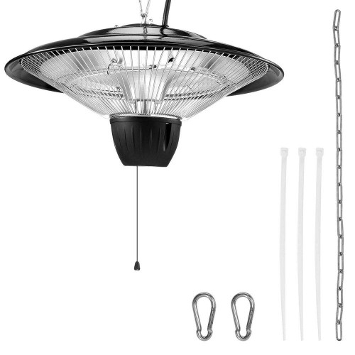 Electric Hanging Patio Heater, 1500W Infrared Heater with IP34 Protection, 23.6 in. Pull Cord & Adjustable Chain