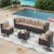 7-Piece Wicker Outdoor Sectional Set with Cushion Sand