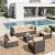 7-Piece Wicker Outdoor Sectional Set with Cushion Sand