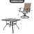 5-Piece Steel Sling Outdoor Patio Dining Set with Square Table and Swivel Dining Chairs in Brown