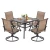 5-Piece Steel Sling Outdoor Patio Dining Set with Square Table and Swivel Dining Chairs in Brown