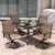 5-Piece Steel Sling Outdoor Patio Dining Set with Square Table and Swivel Dining Chairs in Brown