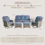 Moonlight Gray 6-Piece Wicker Patio Conversation Seating Sofa Set with Denim Blue Cushions and Swivel Rocking Chairs