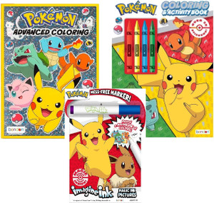 Pokemon Coloring Books for Kids Ages 4-8 - Bundle with 3 Pokemon Coloring and Activity Books with Games, Puzzles, and Coloring with Stickers