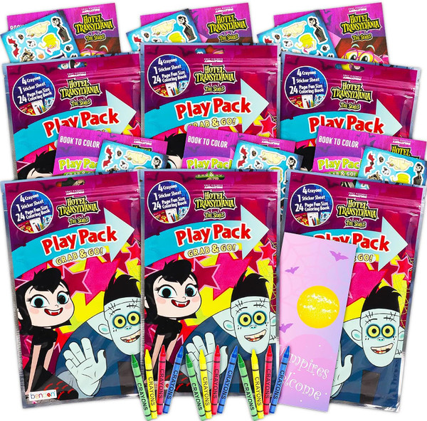 Dracula Hotel Transylvania Party Favors Set - Bundle with 6 Hotel Transylvania Play Packs Including Activity Pages, Coloring Utensils, and More (Hotel Transylvania Party Supplies)