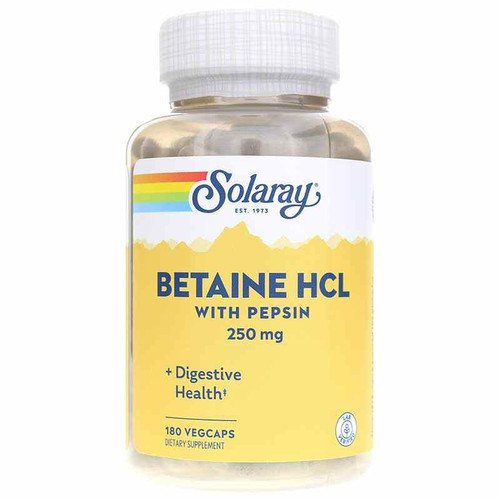Betaine HCL with Pepsin 250 Mg, 180 Veg Capsules, by Solaray